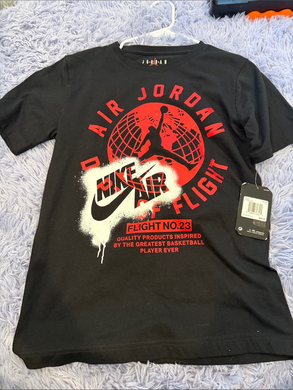 Jordan Black T-Shirt with Red Air Jordan Flight Graphic